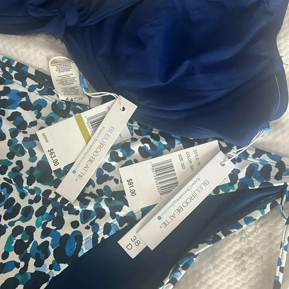 BLEU ROD BEATTIE Kore Tie Front Bikini Top Sz 38D Tie Sides Bikini Bottom Sz 14 - Picture 10 of 11
